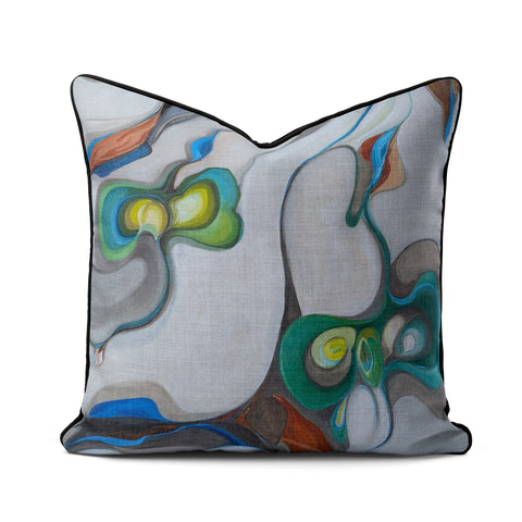 Decorative pillow with abstract design on a white background