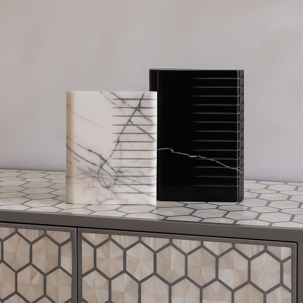 Black And White Marble Flat Vase