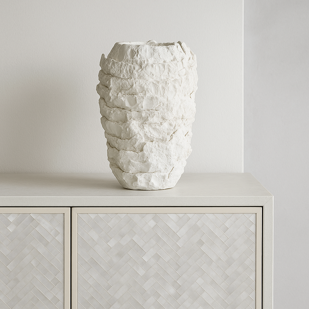 Snow Strata Ceramic Vase