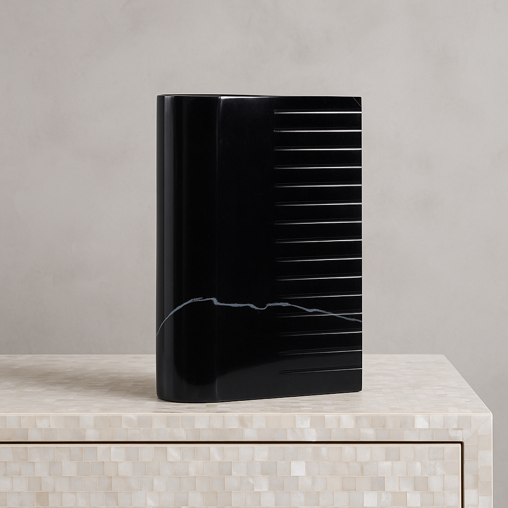 Black And White Marble Flat Vase