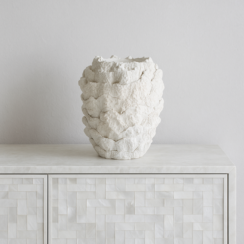 Snow Strata Ceramic Vase