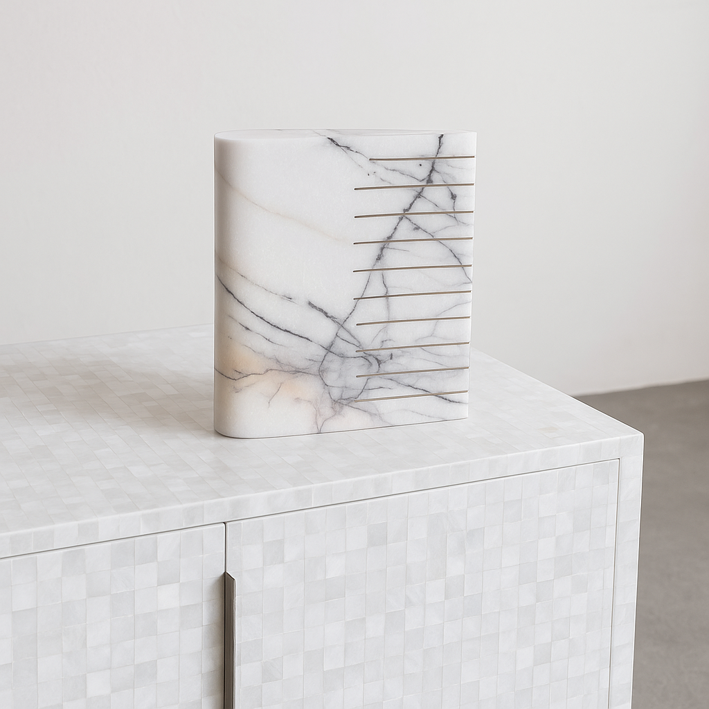 Black And White Marble Flat Vase