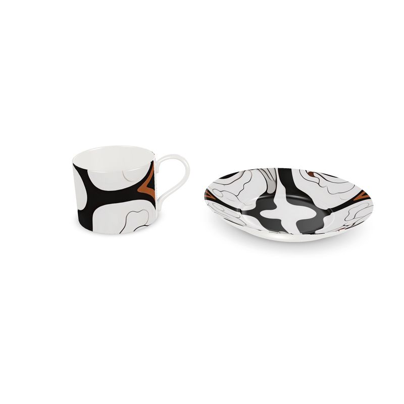 Monochrome Magic | Bone China Tea Cup Set