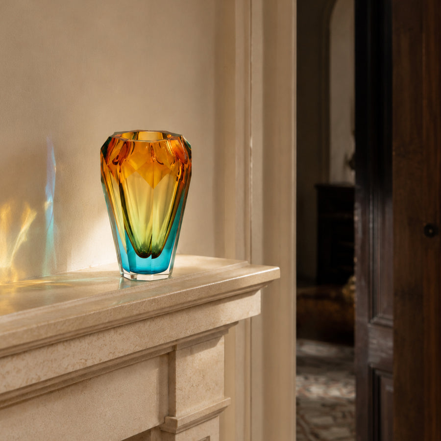 Collected Vessel No. 01, Amber & Turquoise on a stone mantel, colour in the light — 1