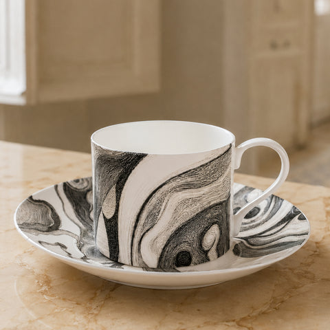 Monochrome Flow Cup & Saucer