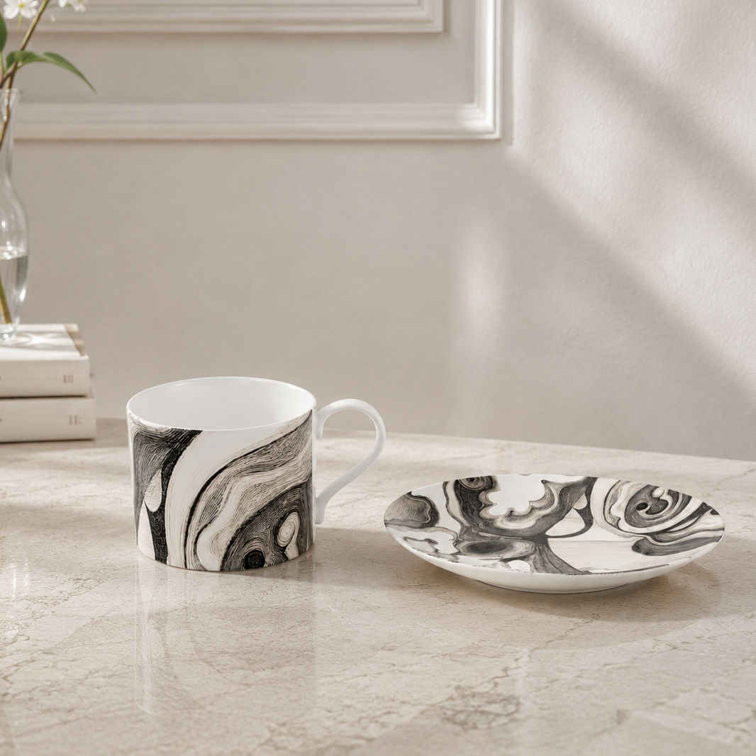 Monochrome Flow Cup & Saucer