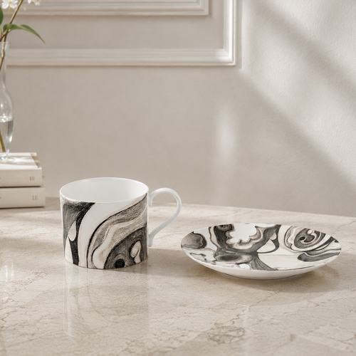Monochrome Flow Cup & Saucer