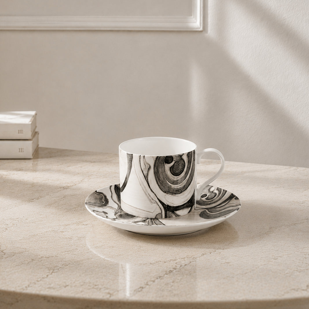 Monochrome Flow Cup & Saucer
