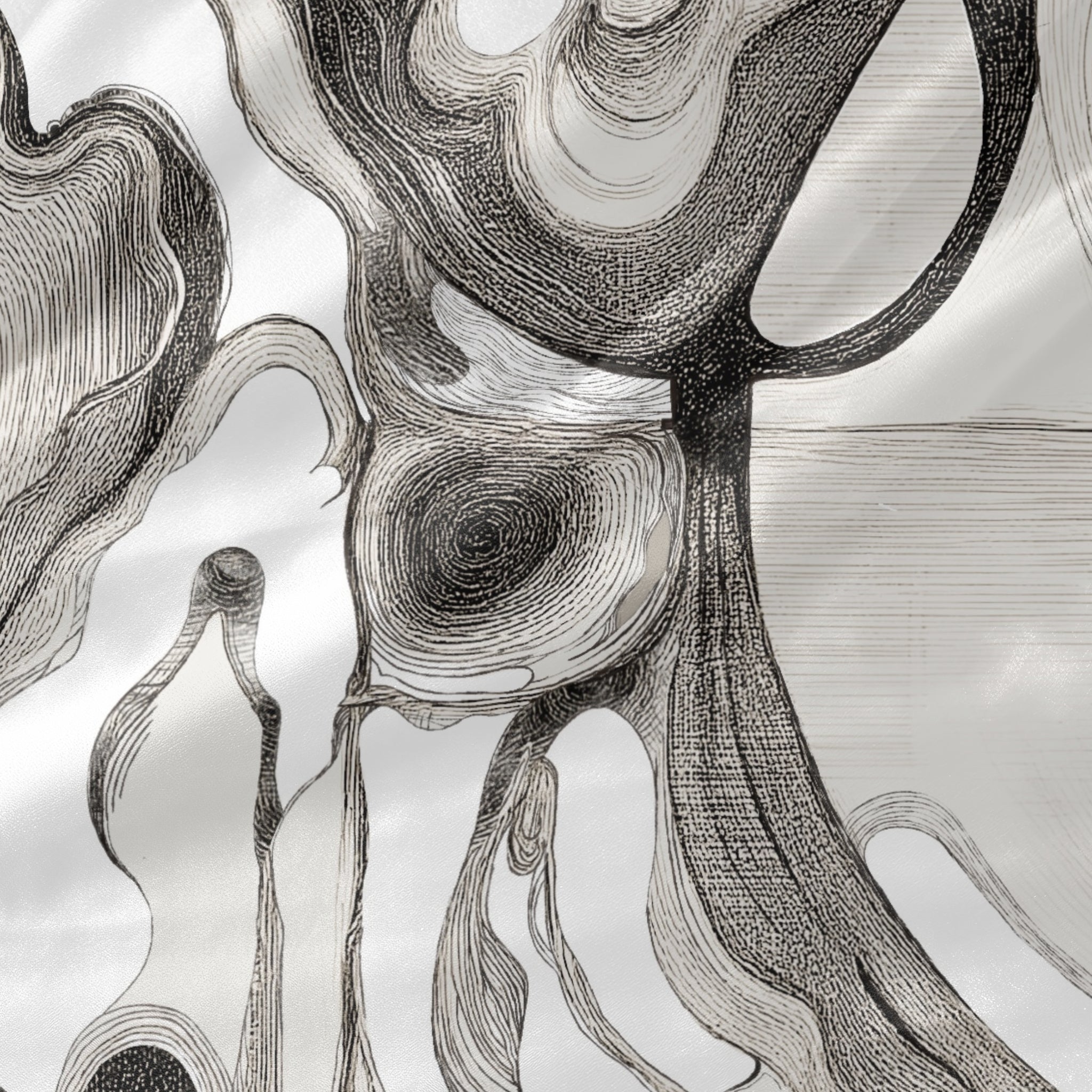 Interior Drift textile cushion material sample showing cotton-linen fabric texture and print detail
