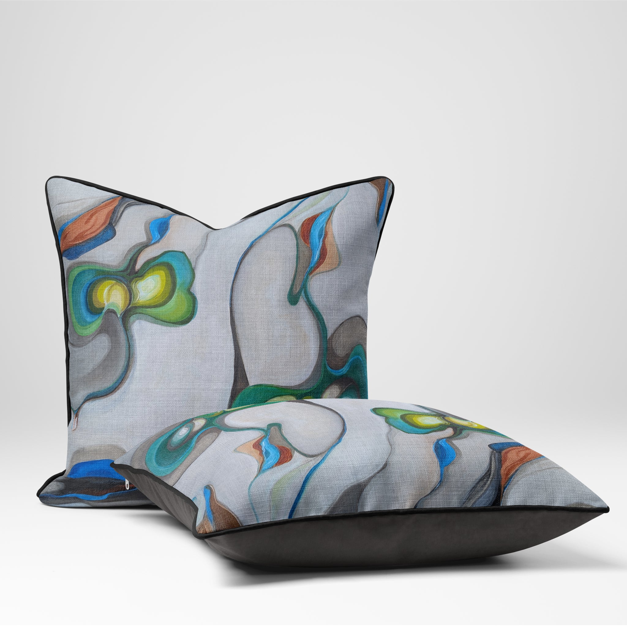 Decorative pillow with abstract design on a white background