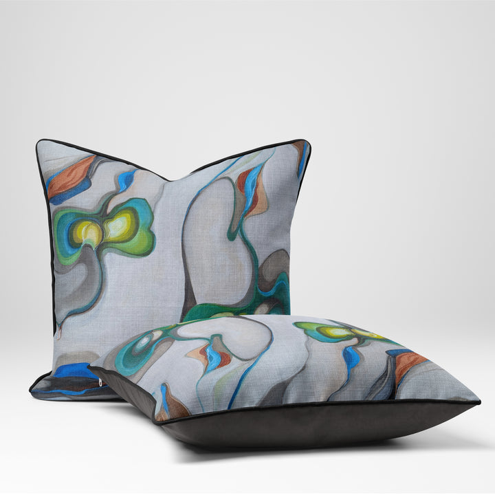 Decorative pillow with abstract design on a white background