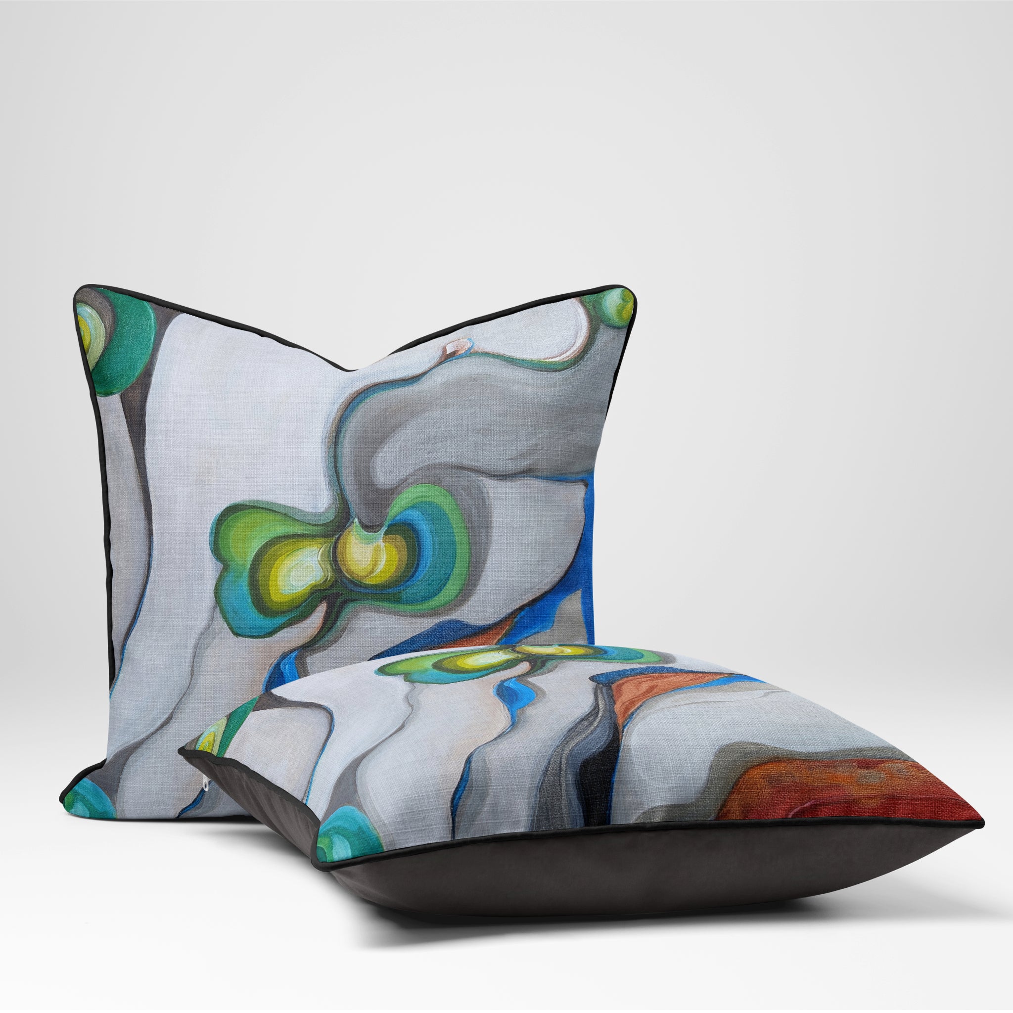 Decorative pillow with abstract design on a white background