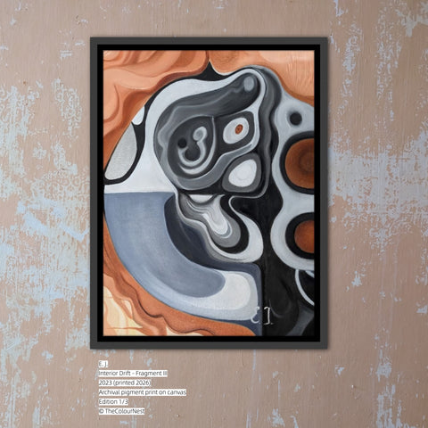 Interior Drift Fragment III limited edition framed canvas print 30x40cm with black floating frame