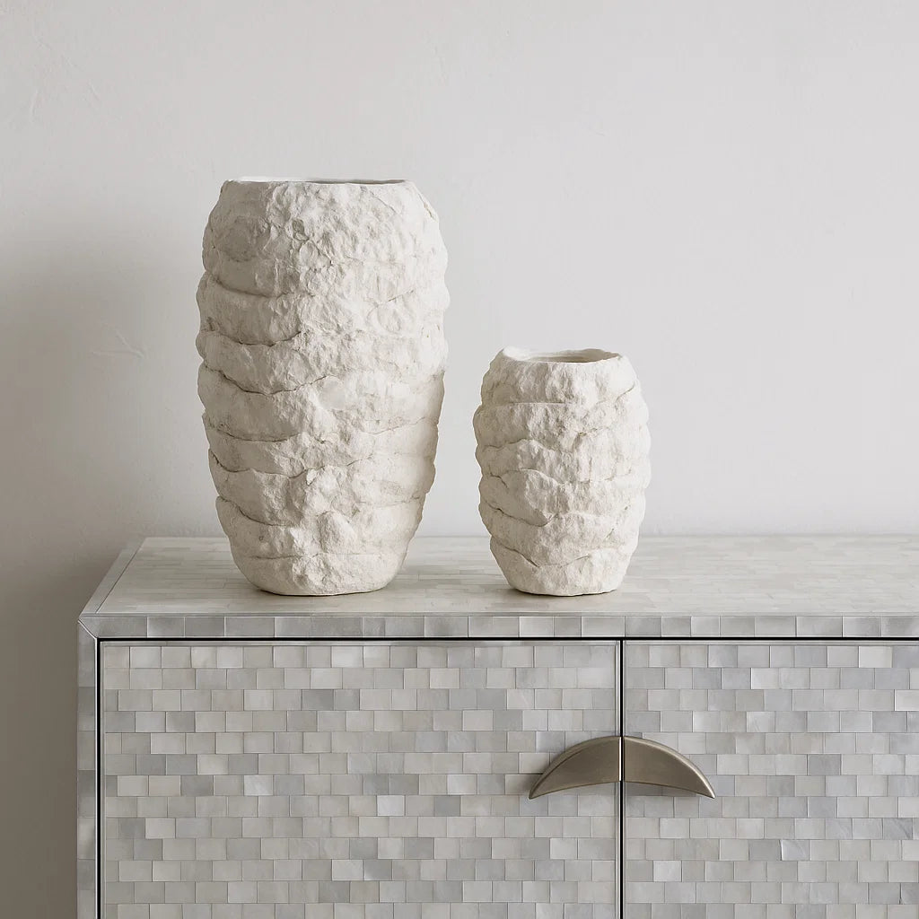 Snow Strata Ceramic Vase